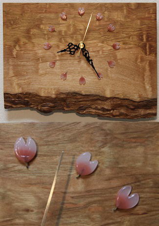 希少な本桜の縮杢が美しいインテリア掛け時計（電波）