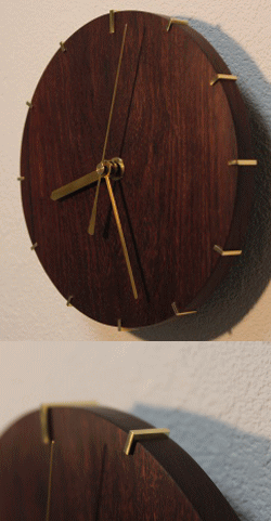 栗の天然木でつくったインテリア掛け時計（電波時計）